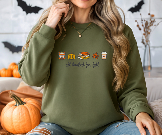 Embroidered All Booked For Fall Crewneck