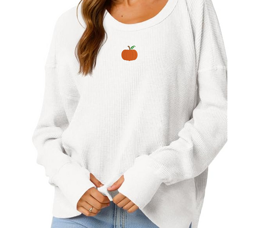 Embroidered Waffle Knit Crewneck