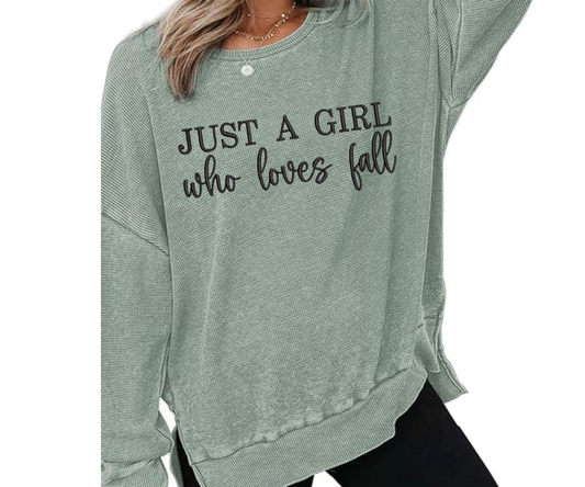 Embroidered Oversized Waffle Knit Crewneck