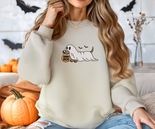 Embroidered Dachshund Ghost Crewneck