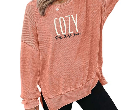 Embroidered Oversized Waffle Knit Crewneck