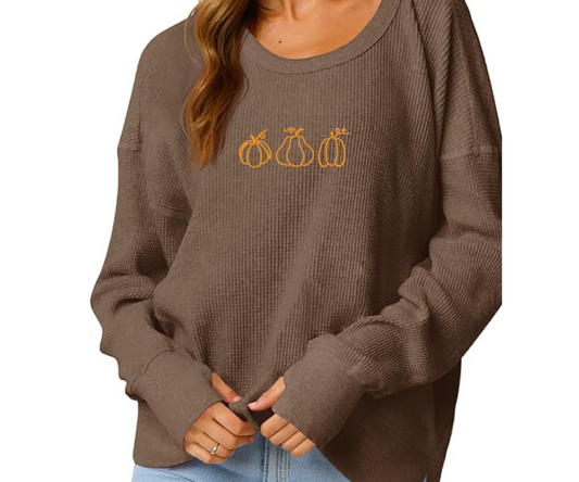 Embroidered Waffle Knit Crewneck