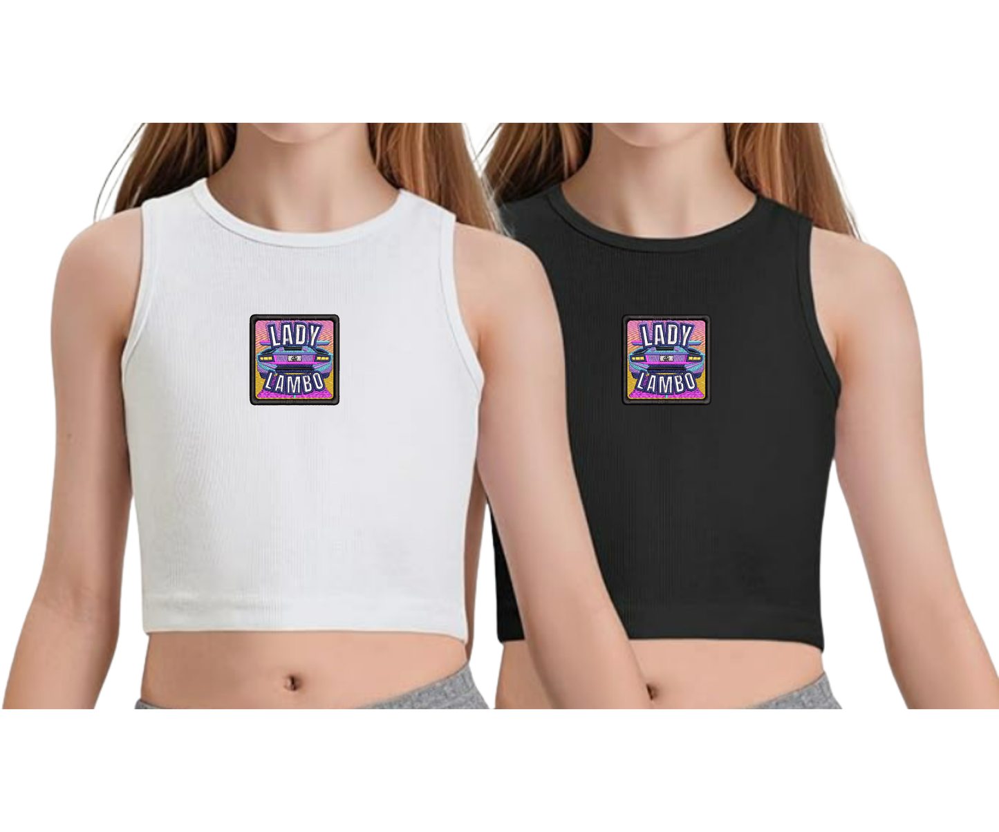 Embroidered Youth Lady Lambo Cropped Tank