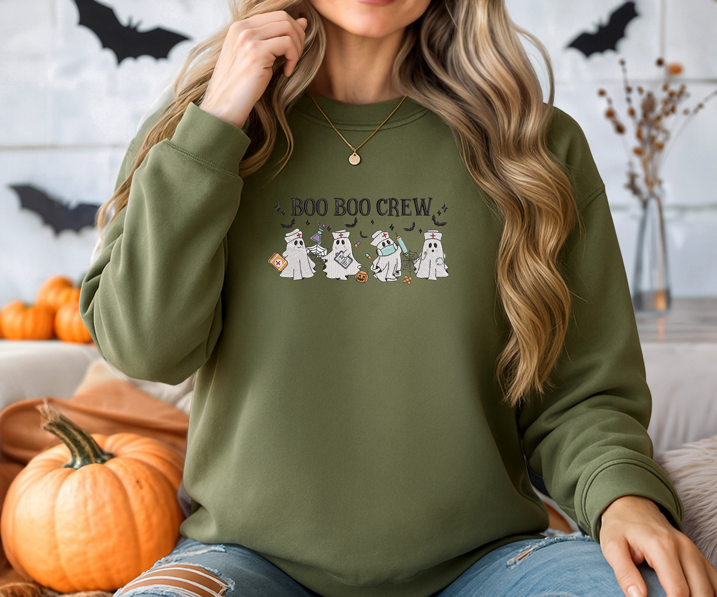 Embroidered Boo Boo Crew Crewneck
