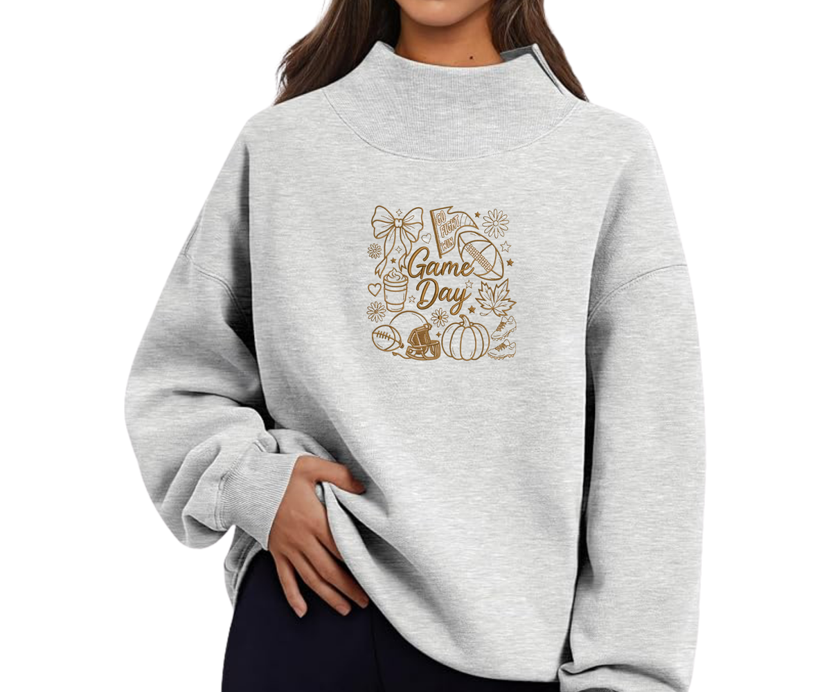 Embroidered Game Day Crewneck OR Mock Neck