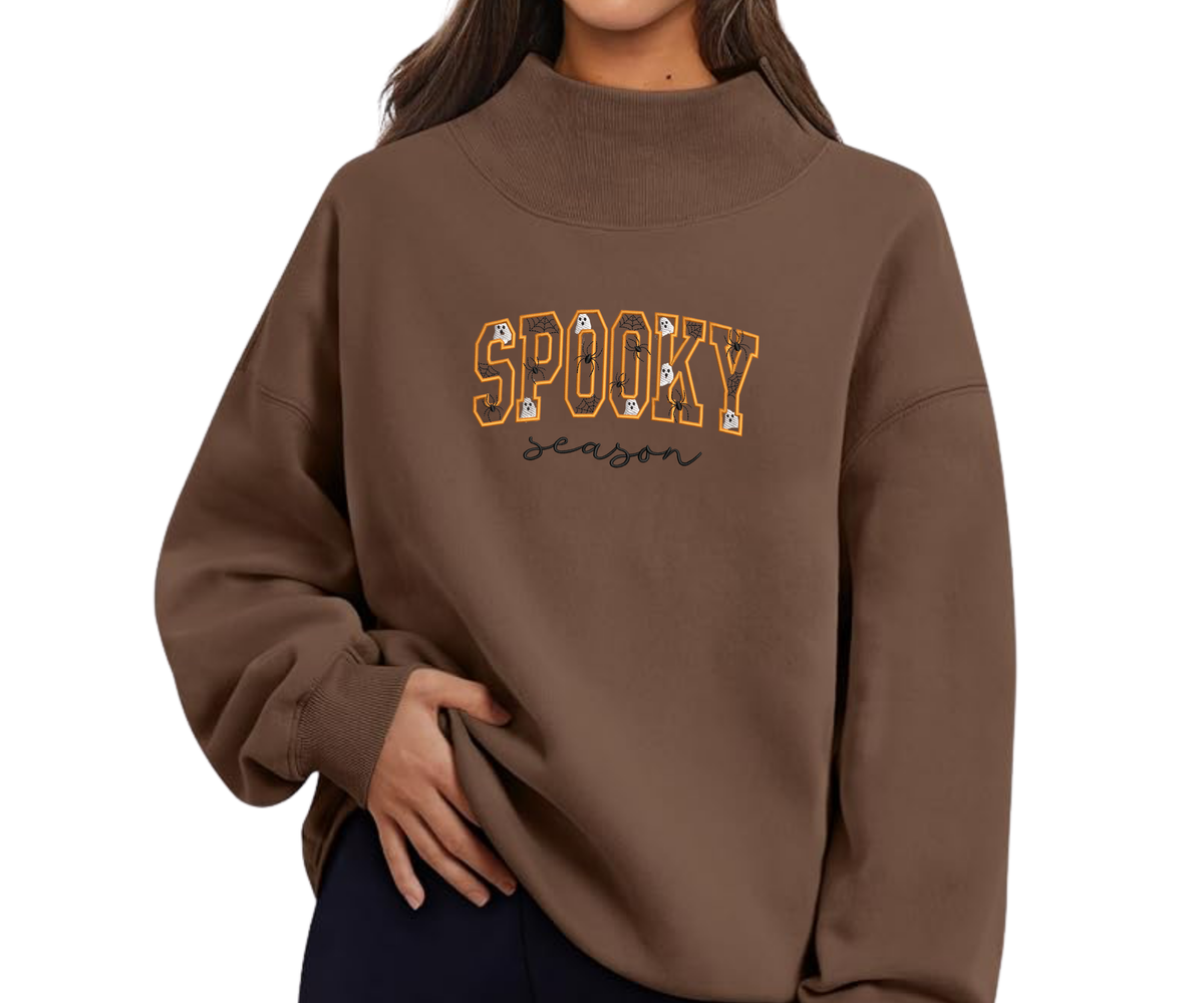 Embroidered Spooky Season Crewneck OR Mock Neck