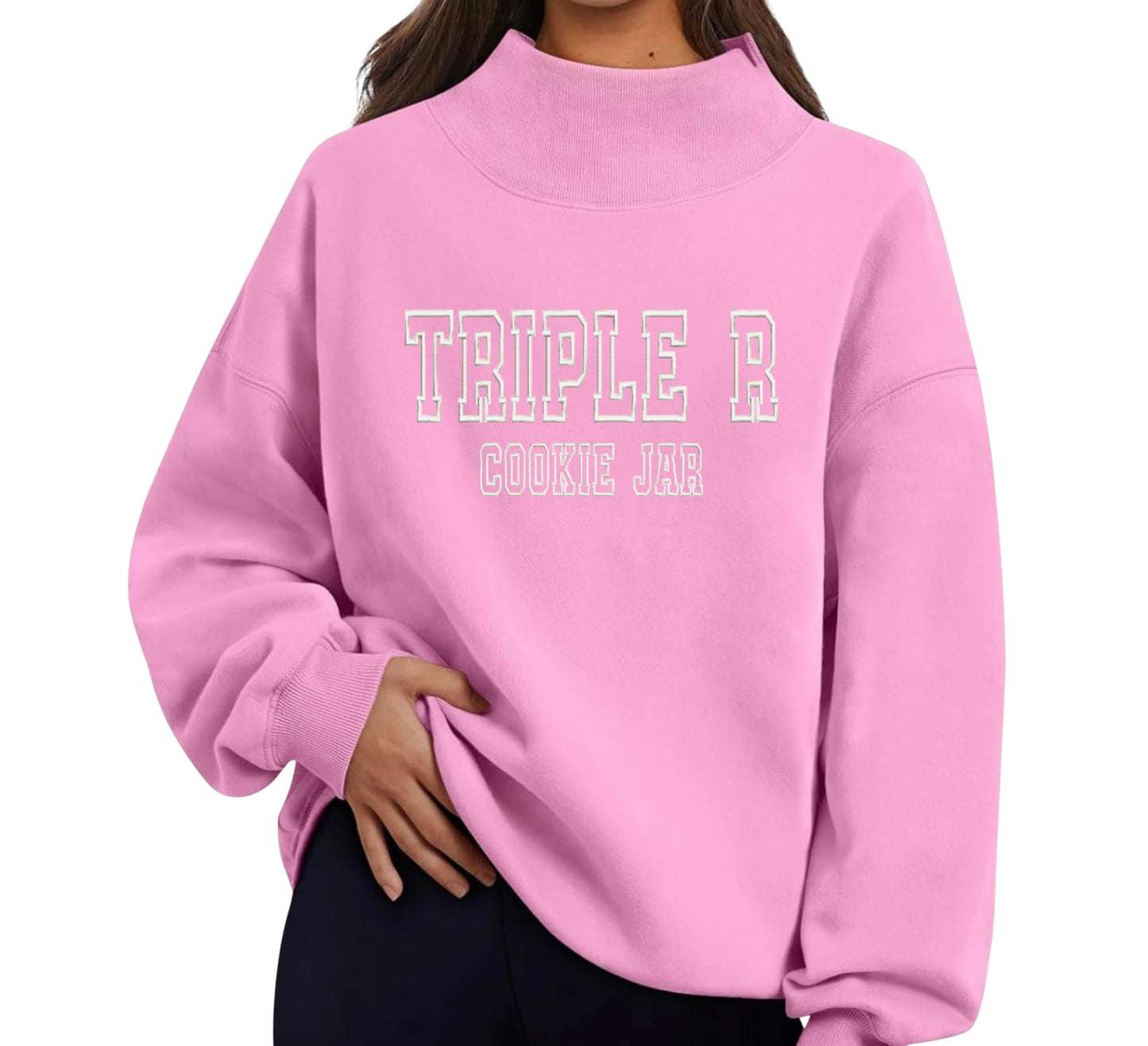 Embroidered Triple R Cookie Jar Mock Neck