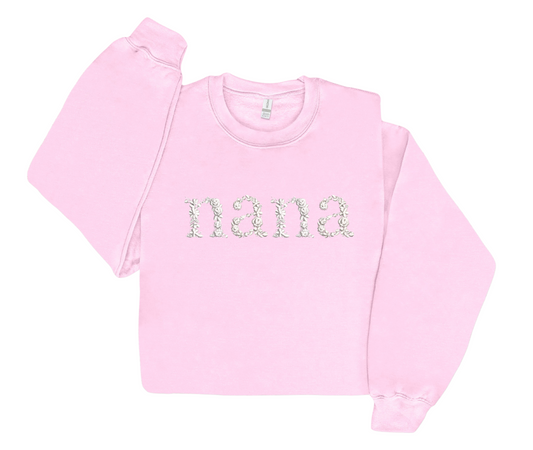 Embroidered Floral Nana Crewneck