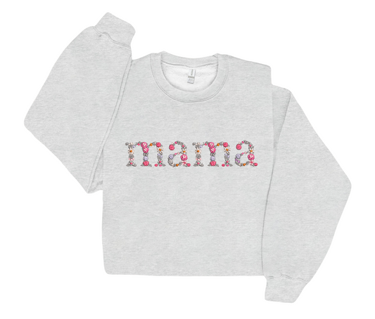 Embroidered Floral Mama Crewneck