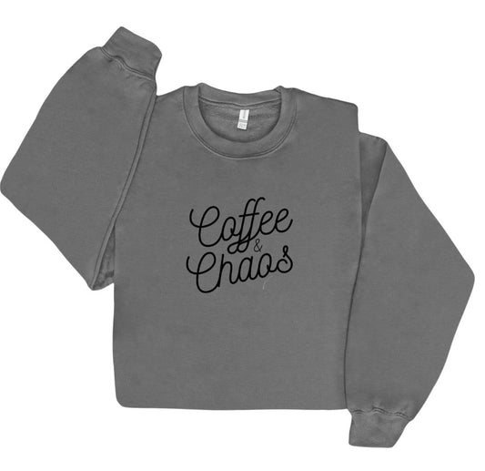 Embroidered Coffee & Chaos Crewneck