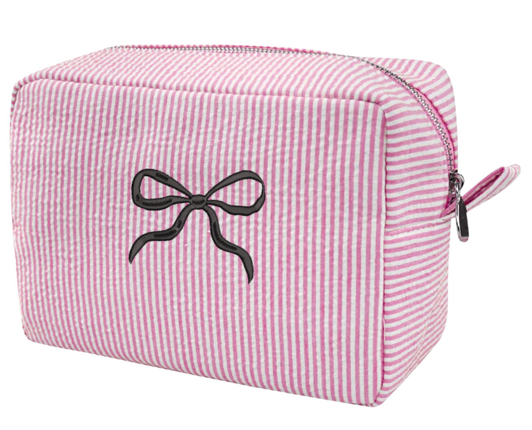 Embroidered Bow Makeup Bag