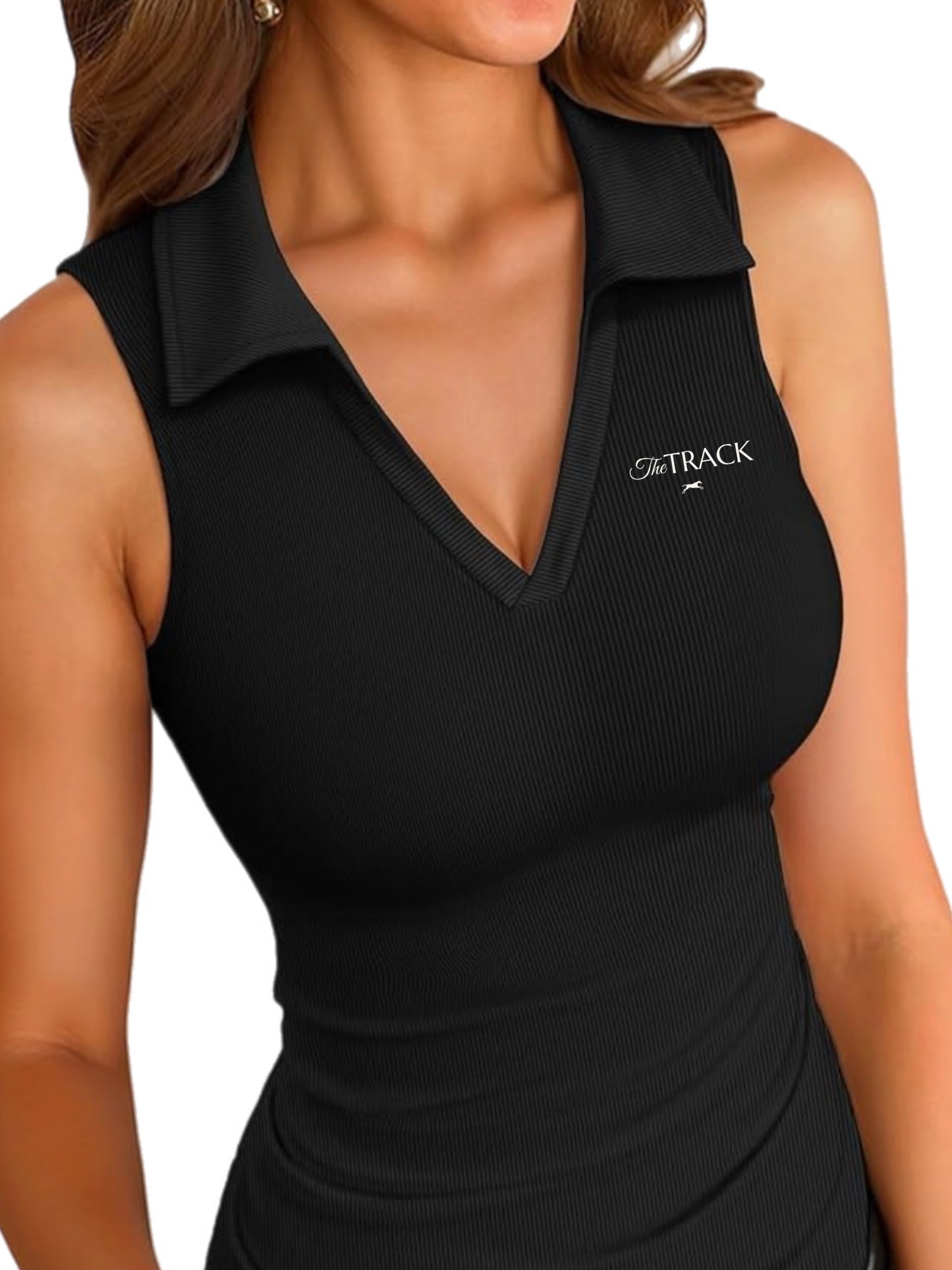 Track Embroidered Sleeveless Tank Top