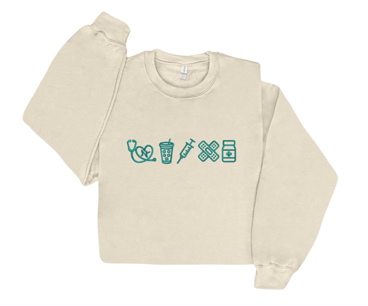 Embroidered Nurse Clip Art Crewneck