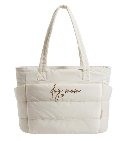 Embroidered Dog Mom Tote Bag