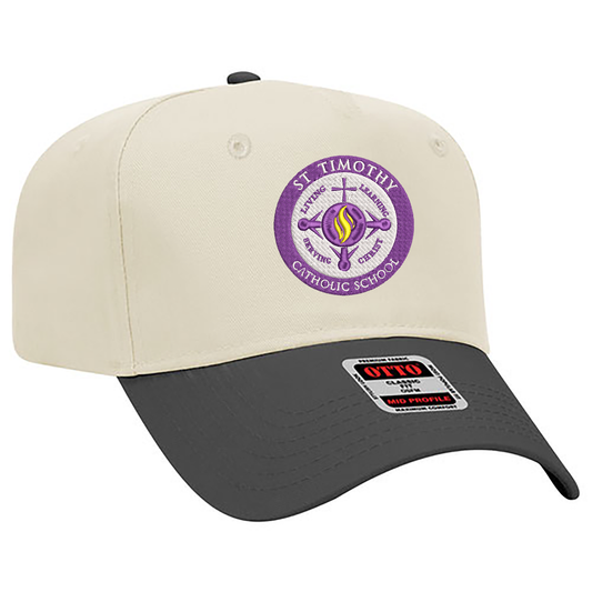 St Timothy Black and Cream Embroidered Hat