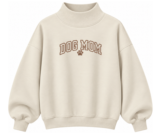 Embroidered Dog Mom Mock Neck