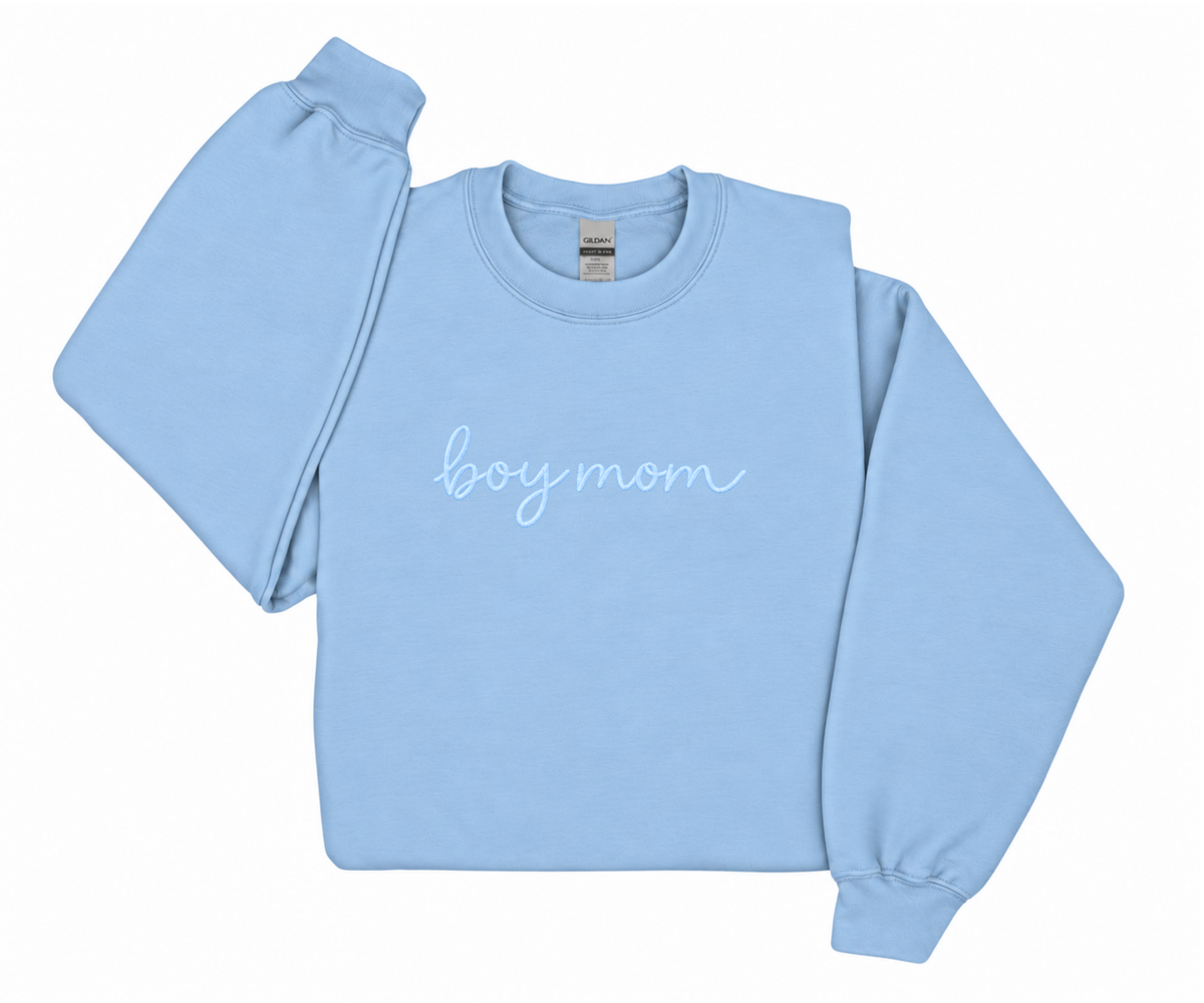 Embroidered Boy Mom Crewneck