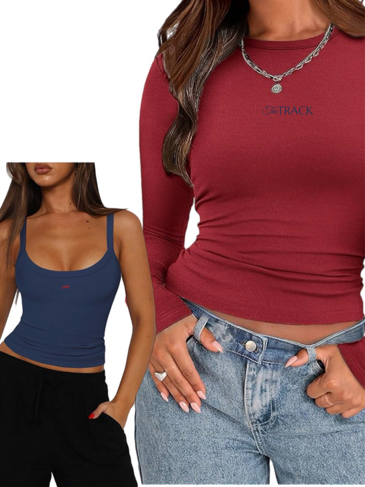Track Embroidered Tank Top & Long Sleeve