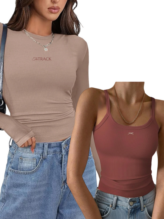 Track Embroidered Tank Top & Long Sleeve