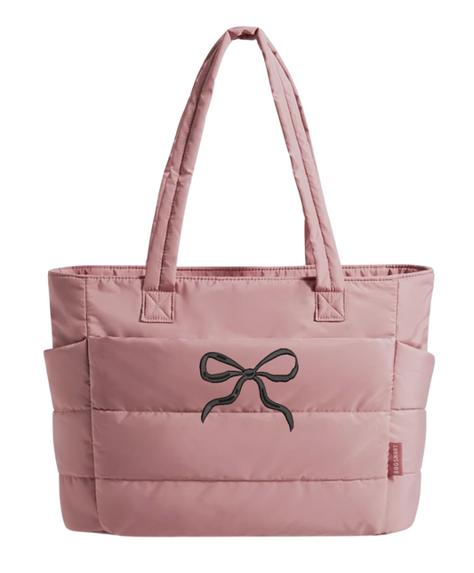 Embroidered Bow Tote Bag