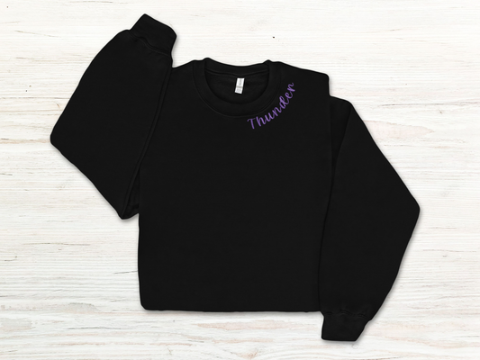 Embroidered Thunder Around Collar Crewneck